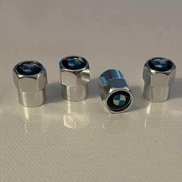 BMW Valve Stem Caps in Silver Set of 4 NWT - Picture 3 of 4